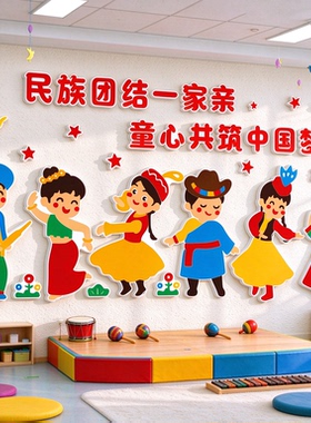 民族团结一家亲传统文化墙贴