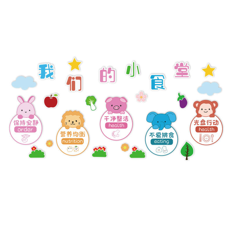 幼儿园食堂小饭桌厨房文化午托管班节约粮餐厅食育环创主题墙装饰,淘宝优惠券,粉丝福利购,淘宝优惠卷