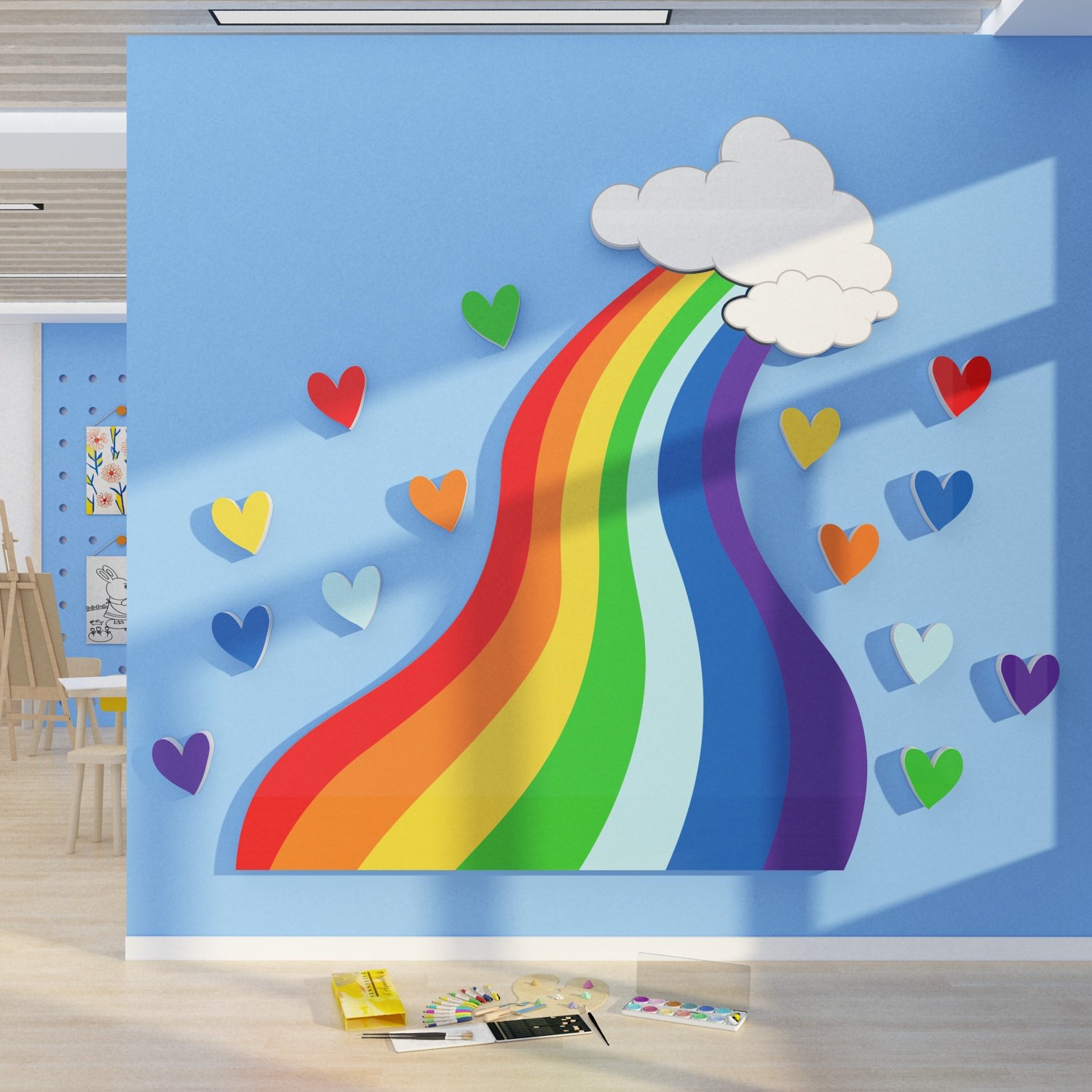 画教室布置美术多巴胺彩虹主题装饰机构文化幼儿园墙贴纸氛围环创,淘宝优惠券,粉丝福利购,淘宝优惠卷