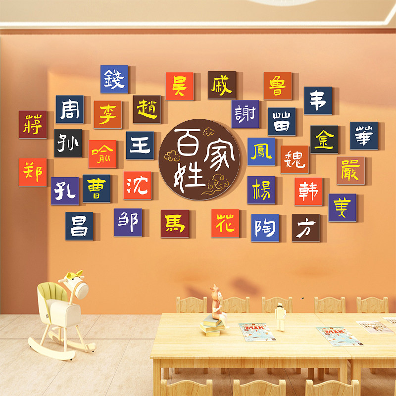 百家姓班级教室文化贴纸幼儿园墙面装饰环创主题成品布置装饰材料