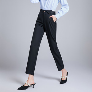 丽洁女裤高腰西装裤女哈伦裤春秋新款西裤显瘦垂感小脚裤休闲长裤