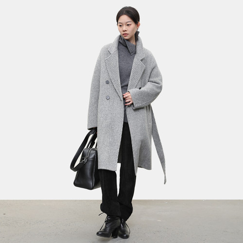 LADY’S DIARY 绵羊毛呢大衣女中长款2025秋高级感复古羊驼毛外套 - 图2