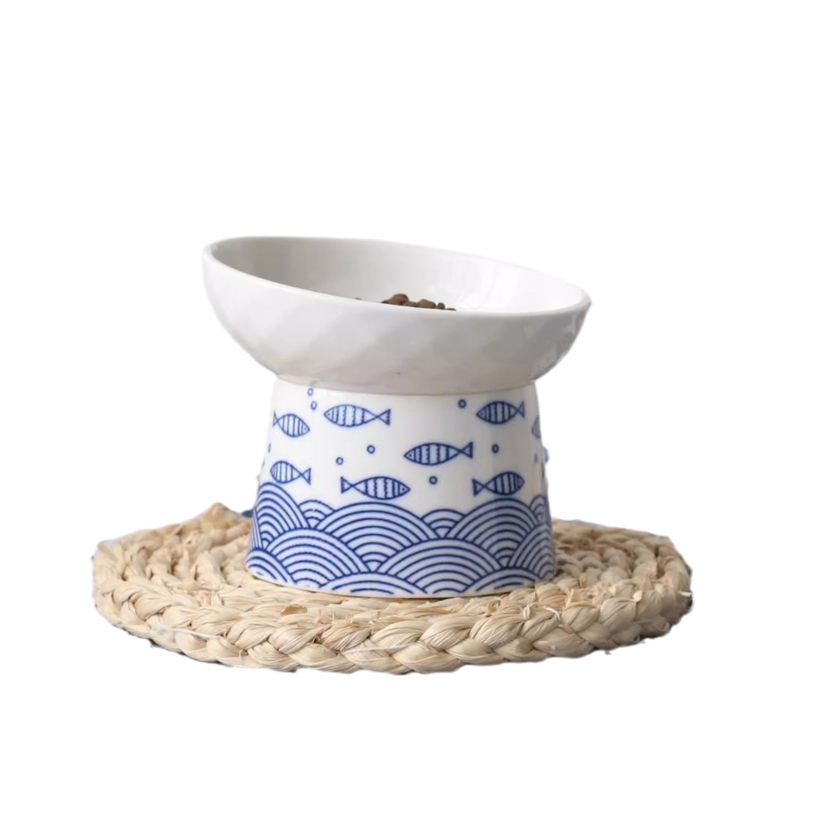 猫碗宠物陶瓷碗高脚保护颈椎猫粮碗饭碗喝水防打翻狗狗饮水碗斜口 - 图3