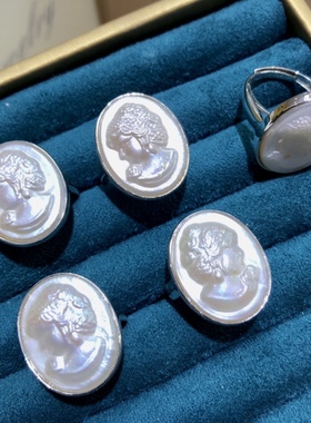 vintage中古海水珍珠马贝戒指