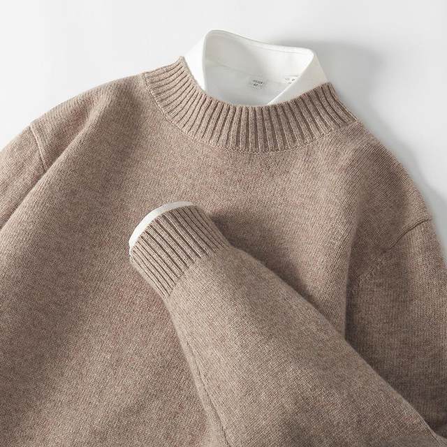 Thickened half turtleneck 100% pure cardigan men's sweater casual knitted pullover base cashmere sweater new autumn and winter