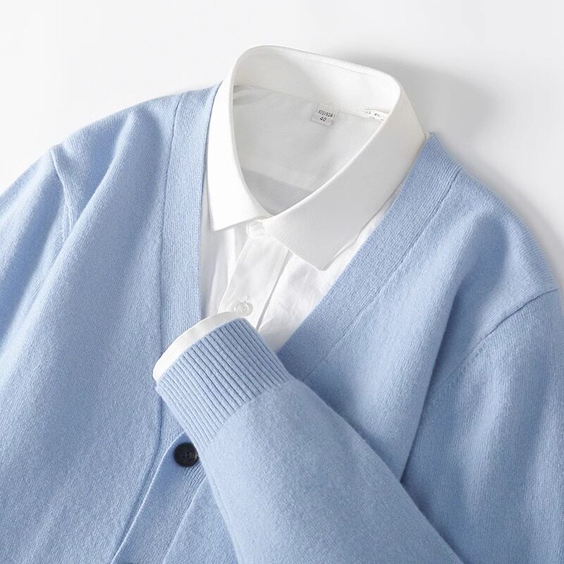 2025新款春秋纯羊毛开衫男V领青年商务休闲大码针织时尚羊绒外套,淘宝优惠券,粉丝福利购,淘宝优惠卷