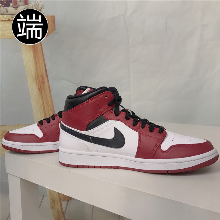 Air Jordan AJ1 Mid男子小芝加哥白红耐克中帮篮球鞋554724-173-图0