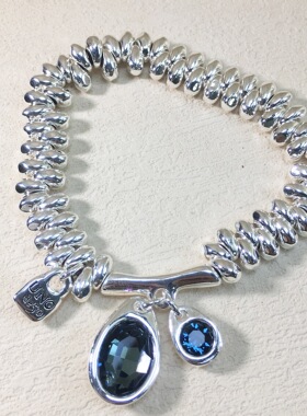 西班牙UNO de50轻奢复古手链女小众蓝色宝石手链简约气质