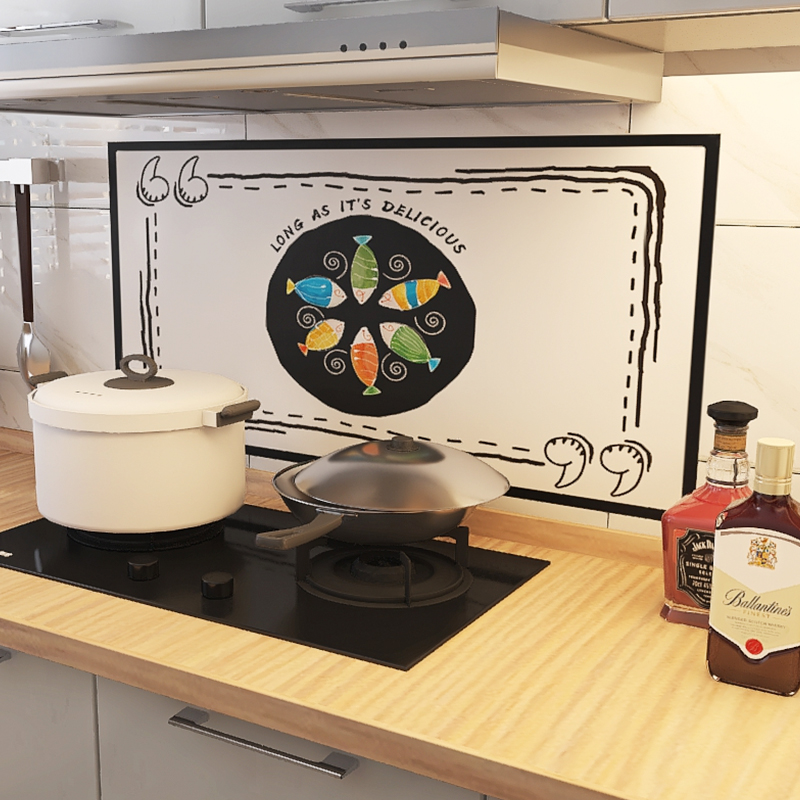 现代厨房防油贴纸自粘防水耐高温贴画翻新瓷砖装饰贴简约卡通墙贴