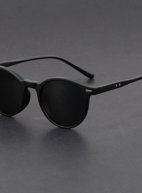 复古圆形个性遮阳眼镜男墨镜女黑