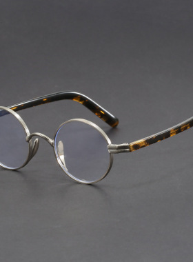 民国手工复古小圆框金丝眼镜框玳