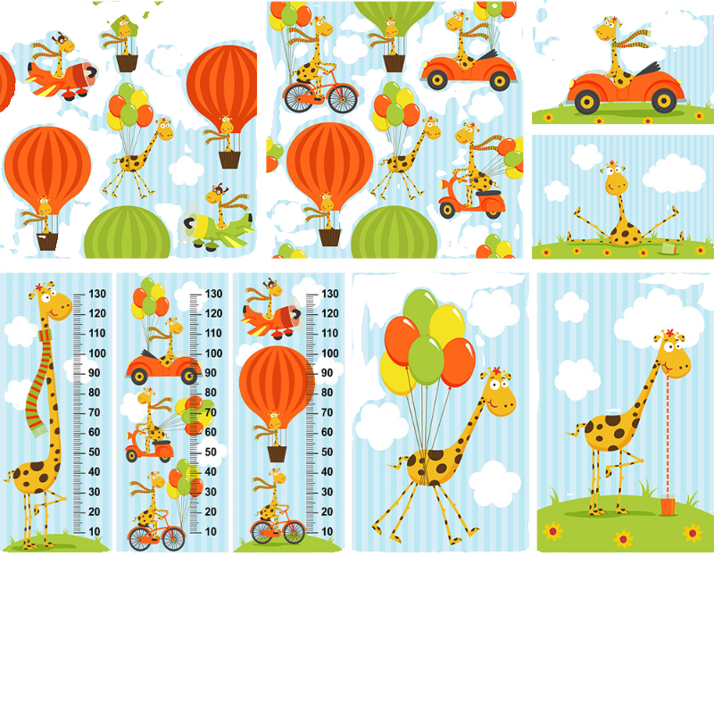长颈鹿热气球可爱元素儿插绘本童区量身高尺拼图AI矢量ai设计素材,淘宝优惠券,粉丝福利购,淘宝优惠卷