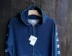 R màu xanh nhuộm INDIGO áo len trùm đầu áo len nam chữ cái giặt bông thủy triều terry dây kéo gió - Áo len áo hoodie cộc tay Áo len