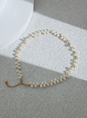 法式巴洛克错位珍珠S925银项链女