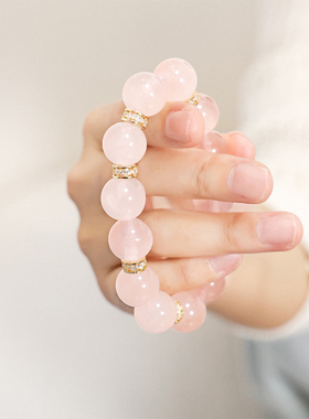 粉水晶紫水晶东陵玉纳福手串女