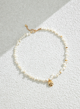 巴洛克花瓣珍珠925银项链锁骨链