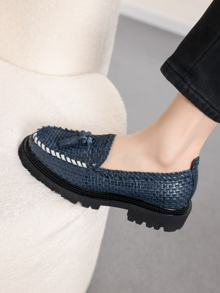 惬意摩登范！意大利客单编织羊皮圆头中口四季英伦厚底女乐福鞋特,淘宝优惠券,粉丝福利购,淘宝优惠卷