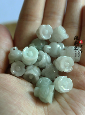 纯天然A货 翡翠玫瑰花 DIY玉石散件 缅甸翡翠小花件