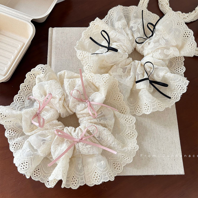 甜美蝴蝶结蕾丝大肠发圈女网红新款半扎发橡皮筋丸子头发绳,淘宝优惠券,粉丝福利购,淘宝优惠卷