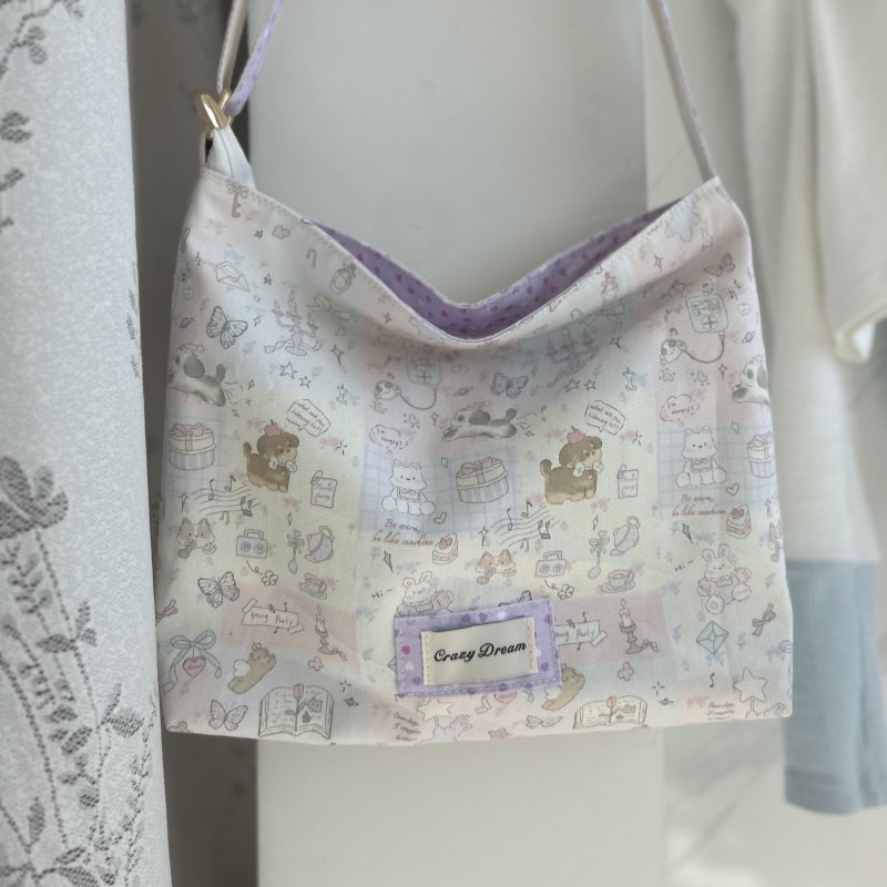 crazydream小狗新款帆布包女单肩包大容量手提袋学生拎书布袋,淘宝优惠券,粉丝福利购,淘宝优惠卷