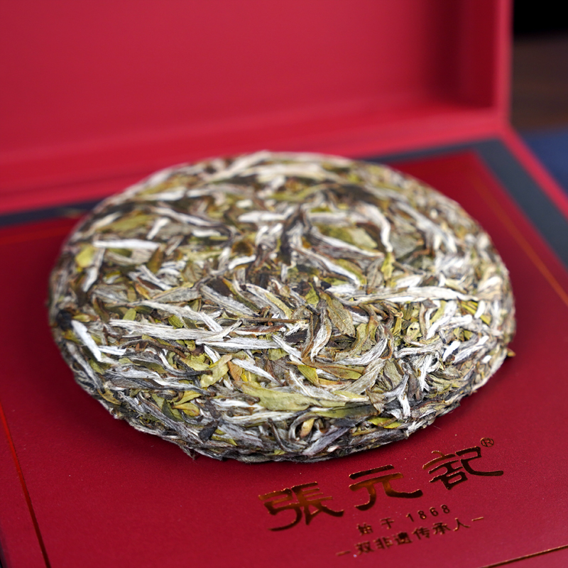 张元记 2023年白牡丹(8380) 茶饼150g 福鼎白茶饼 精美礼盒装