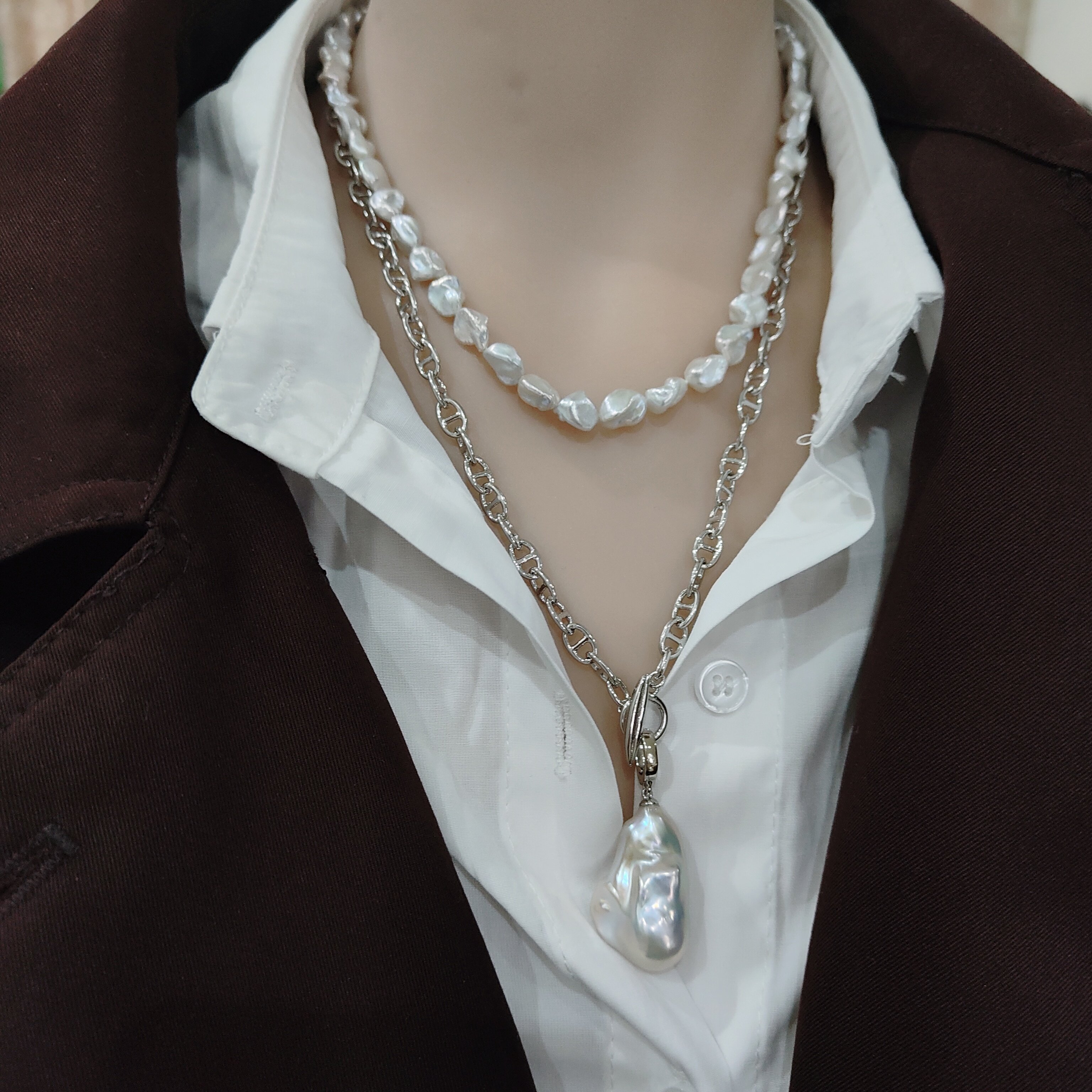 天然淡水巴洛克珍珠项链小众设计猪鼻子项链毛衣链时尚新品,淘宝优惠券,粉丝福利购,淘宝优惠卷