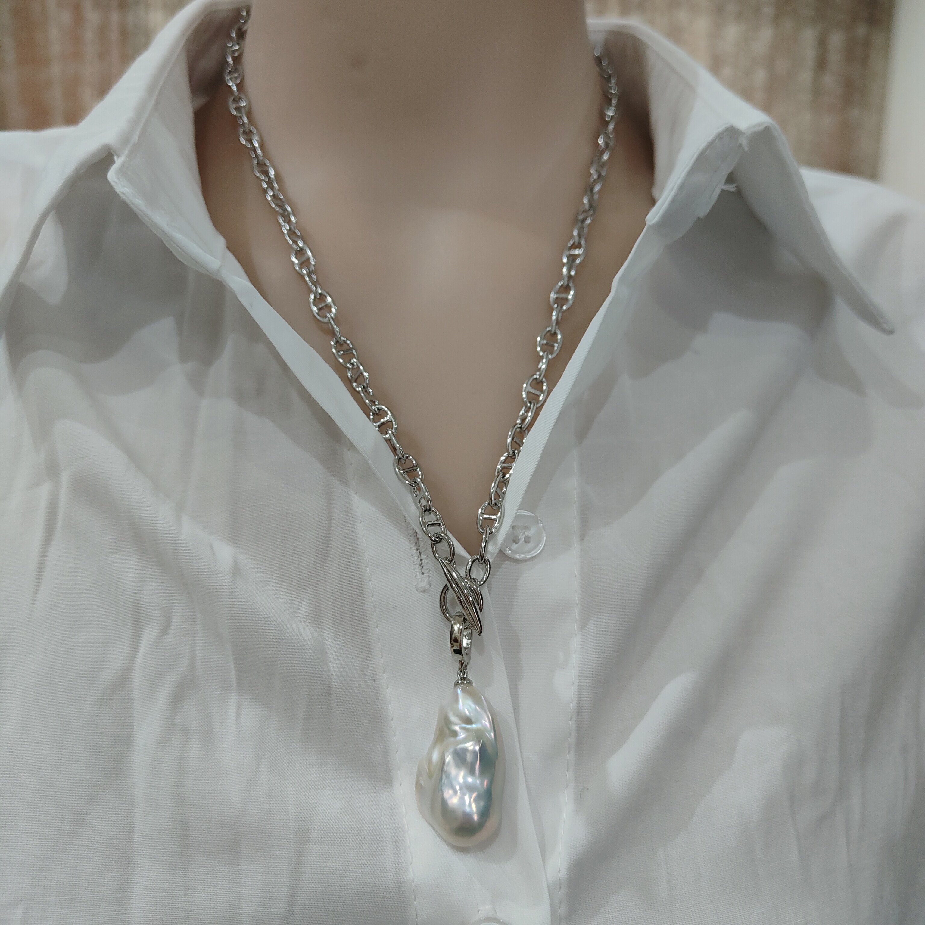 天然淡水巴洛克珍珠项链小众设计猪鼻子项链毛衣链时尚新品,淘宝优惠券,粉丝福利购,淘宝优惠卷