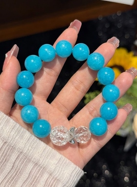 治愈系ins风蓝色天然石女士手链手串 高级感 闺蜜同款显白神器