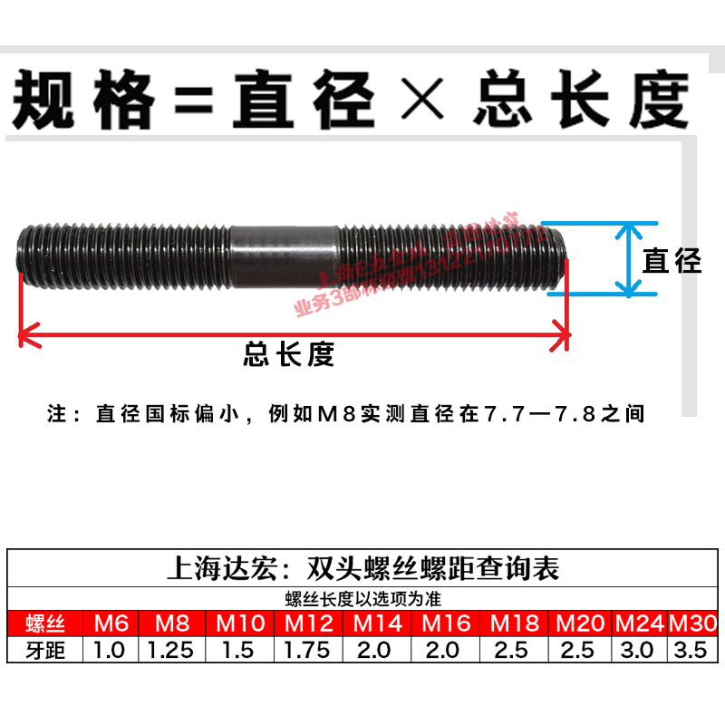 包邮10.9级高强度双头螺丝螺杆双头螺柱螺栓丝杆M6M8M10M12M16M20 - 图0