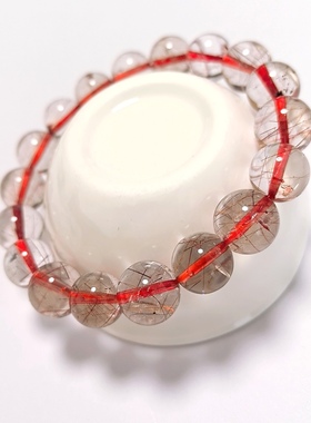 S594# 天然巴西红铜发晶单圈手链12mm