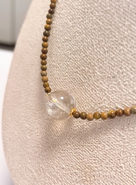 D1402# 天然阿塞斯特莱彩虹银发晶吊坠锁骨链13.3mm 绿松石配链