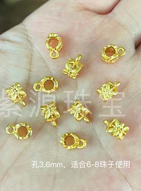 【特价冲量】古法金保色招财纳福望月小兔子胡萝卜钱币镂空吊坠扣
