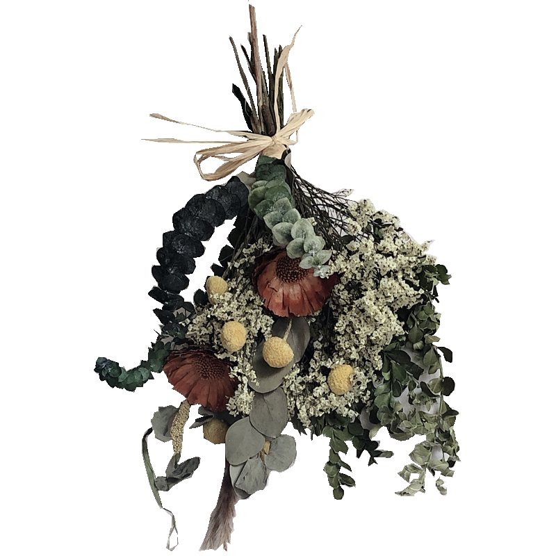乡村花艺复古倒挂干花千层黄金球尤加利松果干花束客厅艺术花束 - 图1