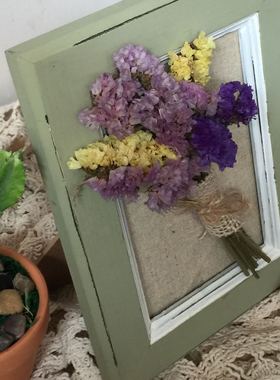 复古做旧风淡绿实木勿忘我相框