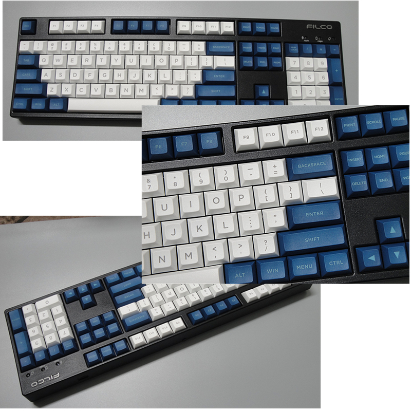 DSA球型机械键盘键帽109键PBT材质3000/3494蓝白蓝黄复古Dolch - 图1