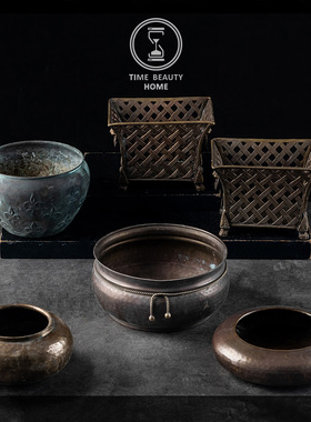 黄铜果盘果篮子干花器