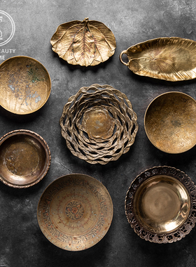 欧式风古董黄铜摄影装饰摆件