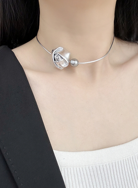 小众设计感choker爆款银色颈链
