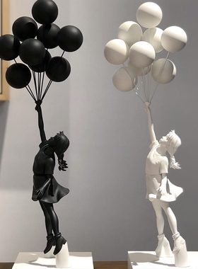 气球女孩治愈系摆件雕塑泡泡ins