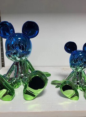 米奇摆件家居装饰品客厅可爱玄关手办米老鼠入户银色树脂轻奢欢迎