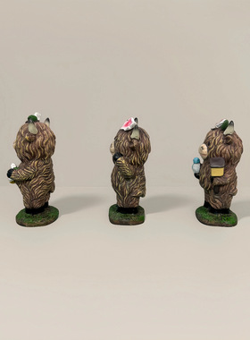 跨境春夏系列高地牛鲜花小鸟欢迎牌树脂工艺品花园庭院装饰品