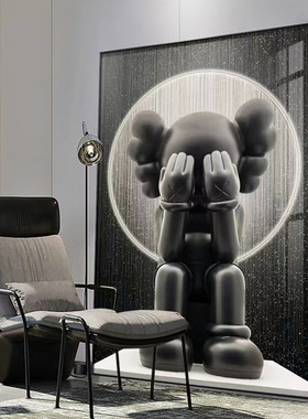 考斯入户玄关装饰画潮牌暴力熊挂画客厅轻奢大气走廊过道网红