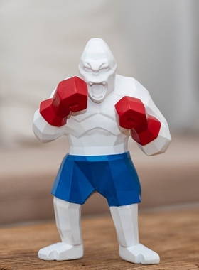 拳击拳套金刚猩猩猴子雕塑摆件潮流潮玩网红现代几何抽象能量健身