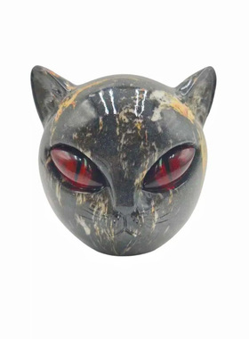 Flairgifts Luxury Black Cat Stone Sculpture黑猫猫头树脂仿石