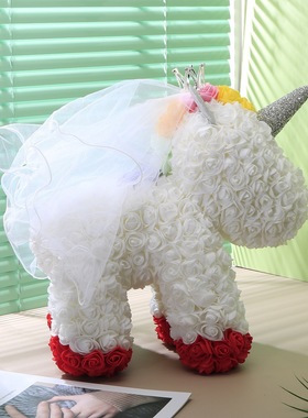 永生花独角兽花店超市便利店七夕情人节礼物送女友玫瑰花独角兽