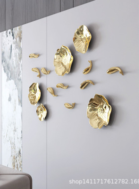 特价中式田园立体荷叶树脂挂饰酒店餐厅玄关壁饰电视背景墙壁挂