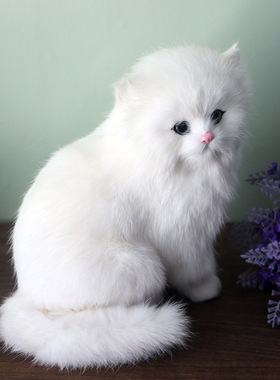 批发团购 真皮毛纯手工仿真波斯猫咪 高档礼品饰品工艺品影视