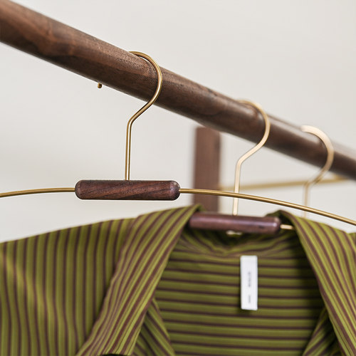 黑胡桃实木质衣架轻奢高级衣撑服装店专用酒店民宿晾衣挂衣服架子 - 图1