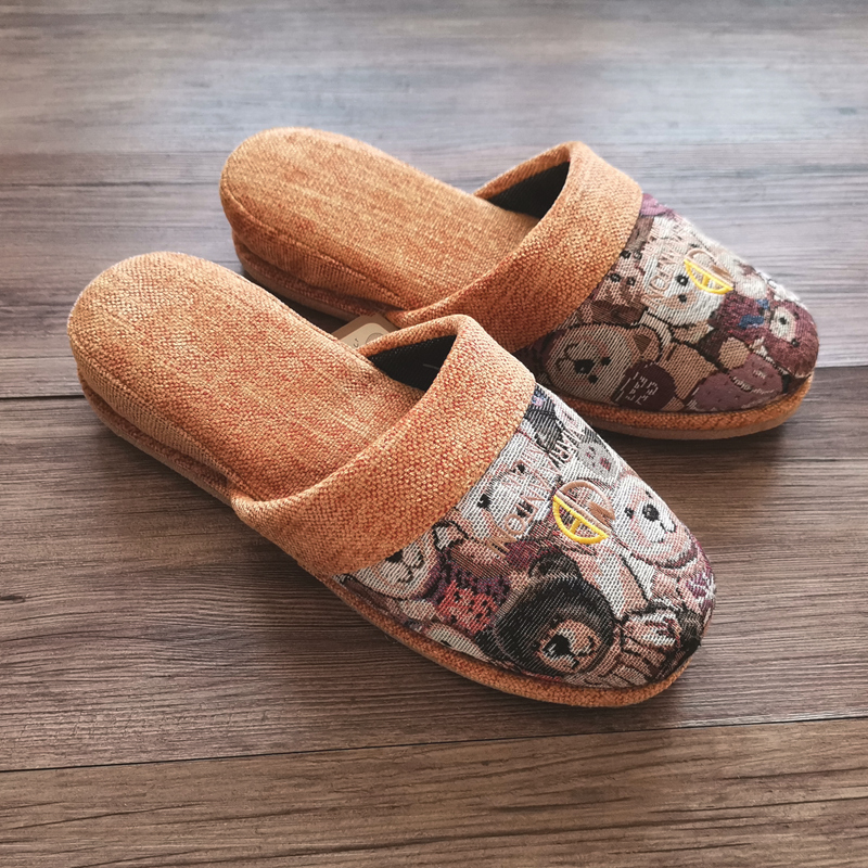 日单拖鞋秋冬男女款简约棉麻地板静音包头日式传统八方拖余单量少 - 图0