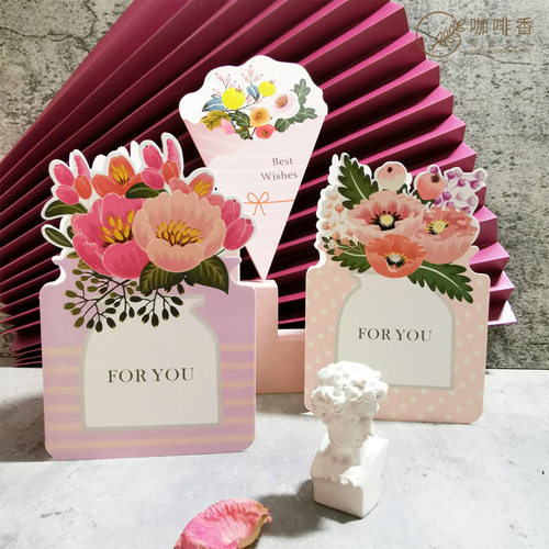 异形贺卡 感谢卡片 创意ins风礼物卡鲜花插卡 祝福花束卡 带信封 - 图2